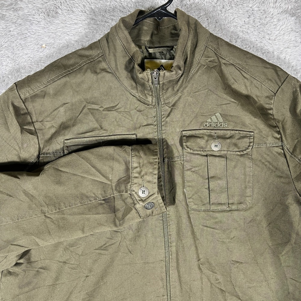 Adidas Field Jacket Mens XXL Olive Green Full Zip Utility Cotton L30122